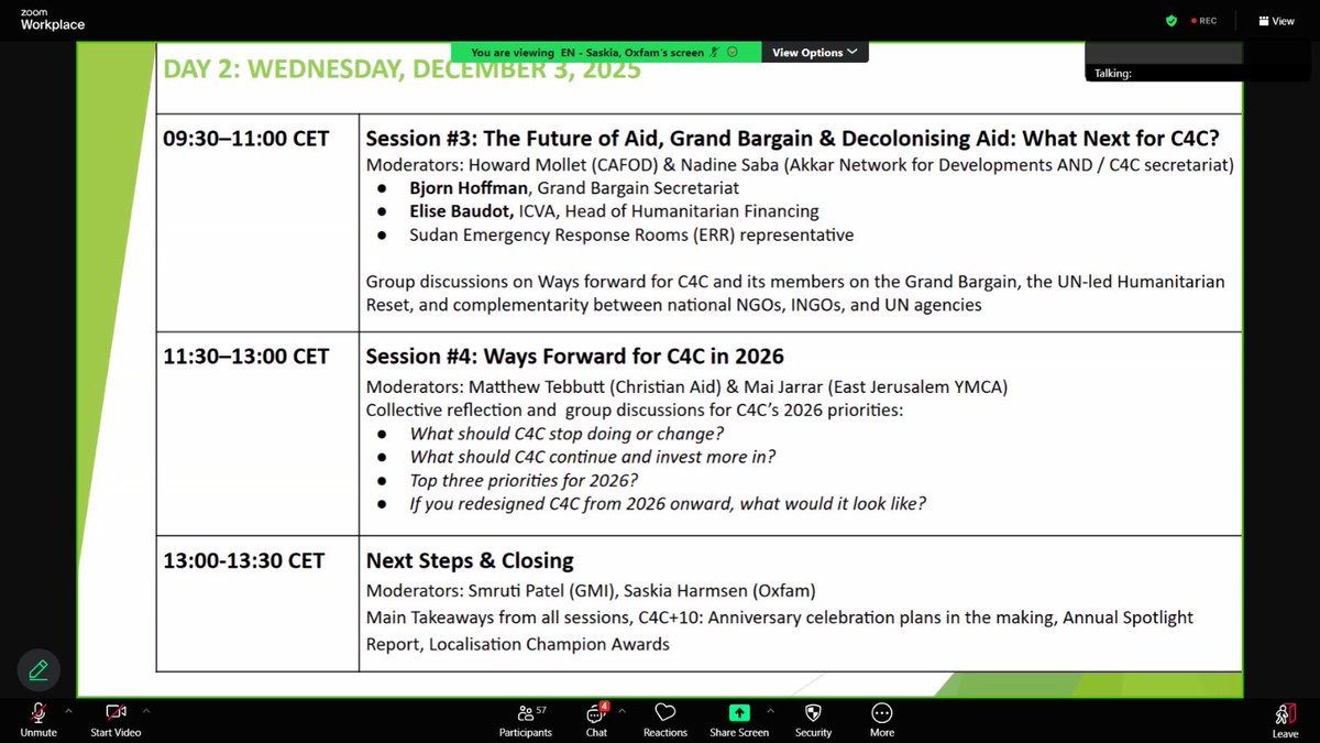 Day 1 is a wrap and Day 2 is packed!
Join us tomorrow at 09:30 CET as we dive into the future of aid, the GB &amp; Humanitarian Reset, and co-create C4C’s 2026 priorities.
Your voice matters. Be there!
#C4C_Annual_Meeting_2025 #Localisation
