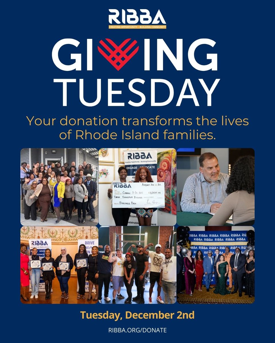 🌍 Today is <a href="/GivingTuesday/">#GivingTuesday</a>! 

#RIBBA is celebrating 15 years of empowering RI families to thrive. Your support helps close the wealth gap &amp; creates lasting change.

🤝 Your donation makes a difference: ribba.org/donate

Thank you for your generosity! #GivingTuesday