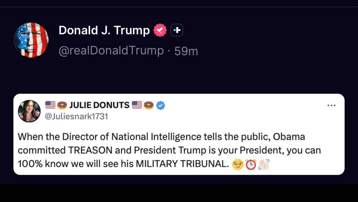 Juliesnark1731's tweet image. Everything done in the dark is coming to the light if you haven’t noticed. 😏 ☀️ 

President Trump reposting my Obama Tribunal post should be some serious nods that IT IS COMING. 

Wooohooo!! 🥳 🔥🔥 JESUS CHRIST IS LORD!! ✝️❤️

ONE WE GO!!! 🇺🇸🇺🇸🇺🇸🇺🇸