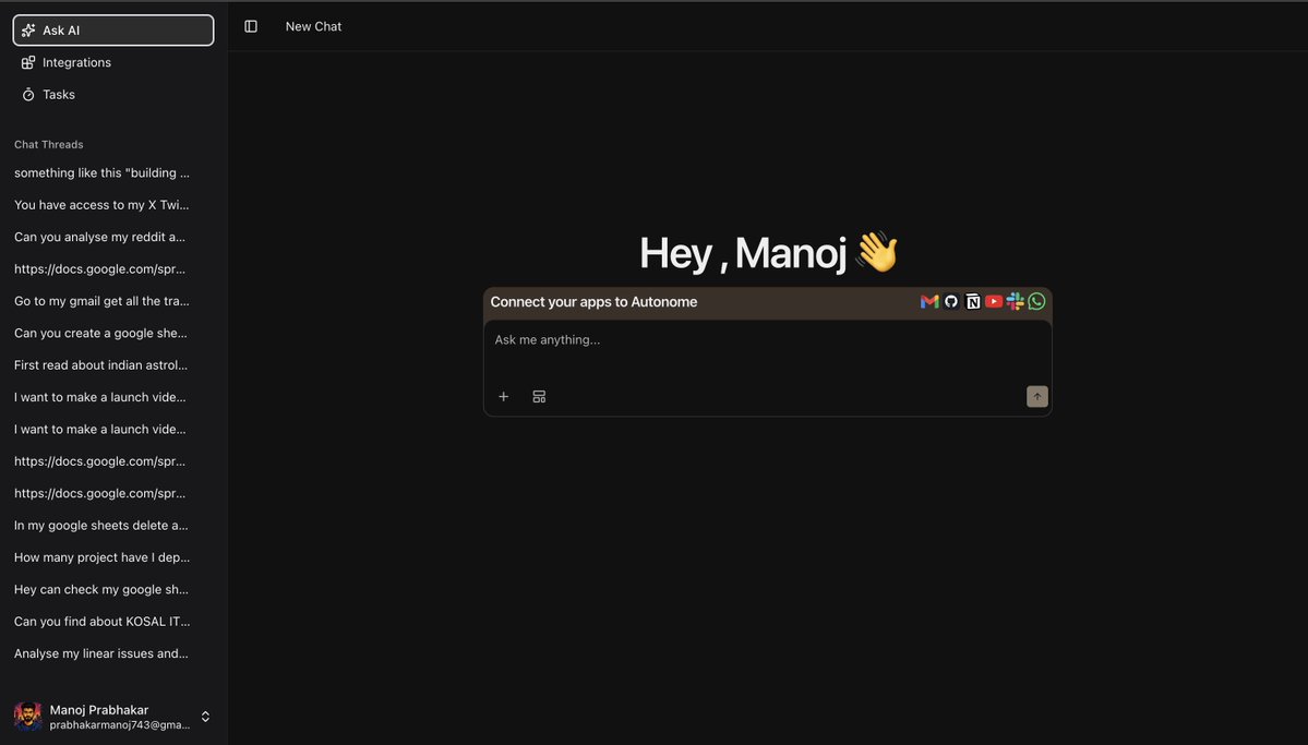 kosaldotio's tweet image. Shipping workflows faster with Autonome AI 🚀 

Connected 20+ apps, built this landing page in minutes—no code hassle. 

From Reddit analysis to scheduled tasks, it&apos;s cheating how easy it is. 

Try it: autonome.kosal.io #IndieHacker #AI