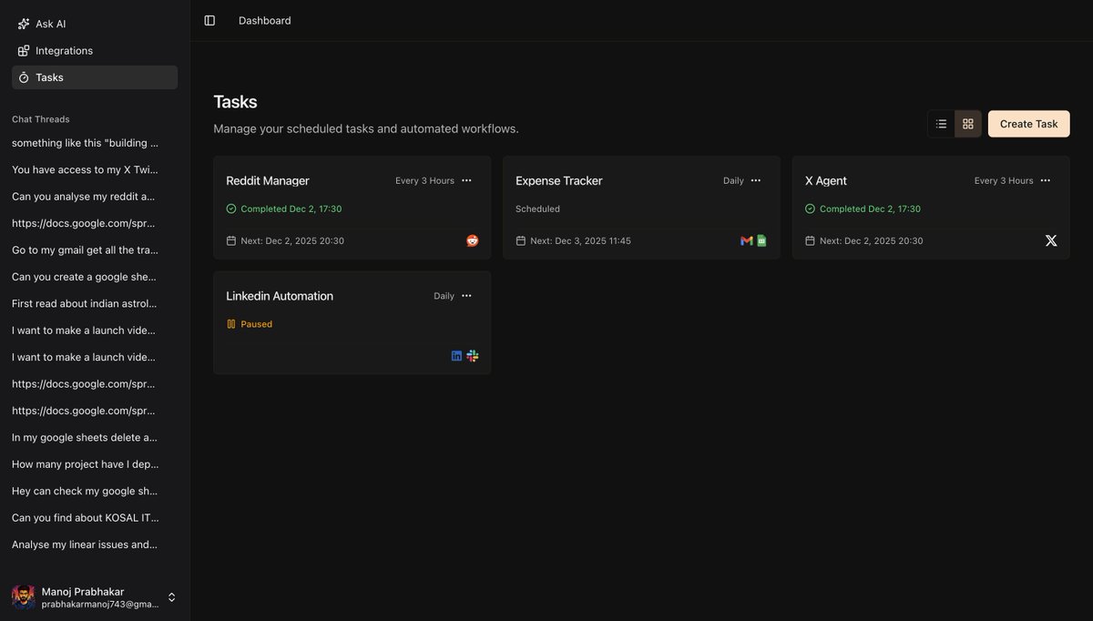 kosaldotio's tweet image. Shipping workflows faster with Autonome AI 🚀 

Connected 20+ apps, built this landing page in minutes—no code hassle. 

From Reddit analysis to scheduled tasks, it&apos;s cheating how easy it is. 

Try it: autonome.kosal.io #IndieHacker #AI