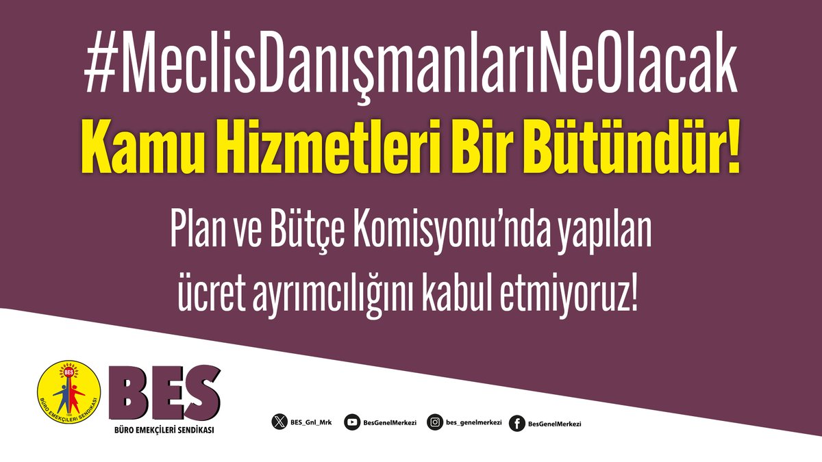 ❗️Kamu hizmetleri bir bütündür!

Plan ve Bütçe Komisyonu'nda yapılan ücret ayrımcılığını kabul etmiyoruz!

#MeclisDanışmanıNeOlacak
#neolacak