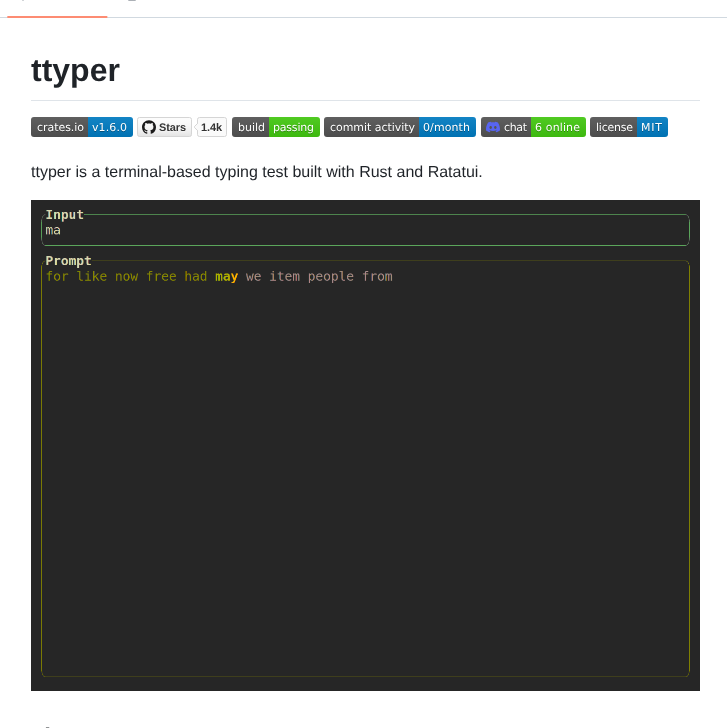 tom_doerr's tweet image. Terminal-based typing test built with Rust

github.com/max-niederman/…