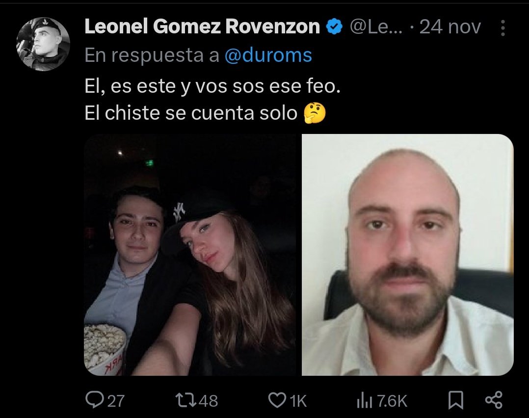 <a href="/Leoogomez_/">Leonel Gomez Rovenzon</a> <a href="/thomson_ho29387/">Travesti te Ana</a> <a href="/72_pe/">Pichon De Mamut ♌⭐⭐⭐</a> Vos subiste hace una semana una foto mía con la que me doxxearon. 

Sos oficial de policía y estás hostigando civiles en Twitter.