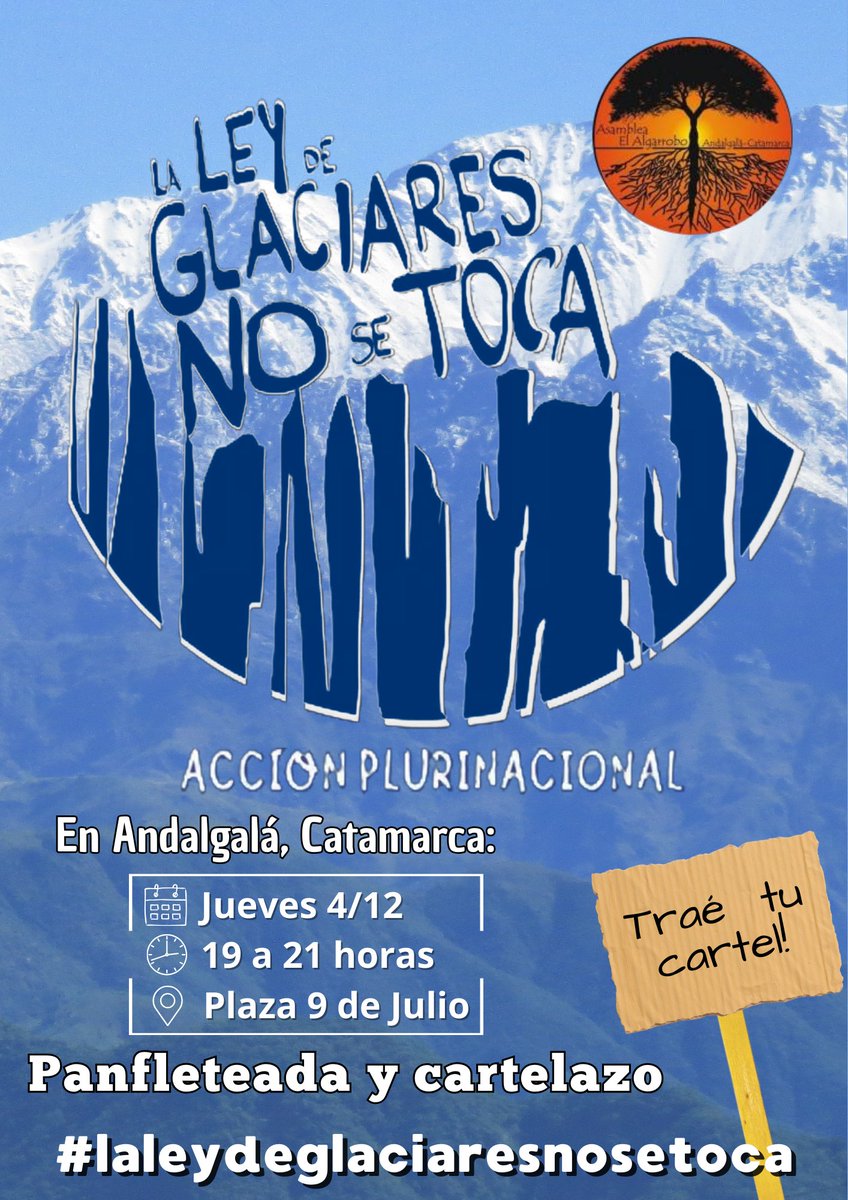 AlgarroboRadio's tweet image. El yacimiento Agua Rica, donde se localiza el proyecto MARA (Glencore $GLEN #GLEN), está en ambiente glaciar y periglacial, donde nace nuestra agua. 

El lobby minero sólo piensa en sus ganancias.

Los glaciares son nuestros y vamos a defenderlos:
#laleydeglaciaresnosetoca