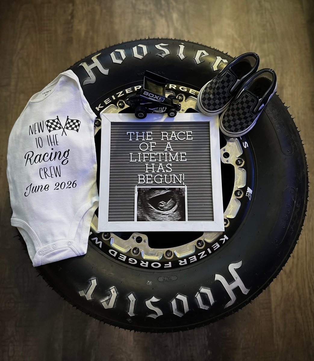 Our hearts are racing. 💙🩷 

Baby Pribnow-Kelly coming to the checkered flag in June of 2026! 🍼🏁