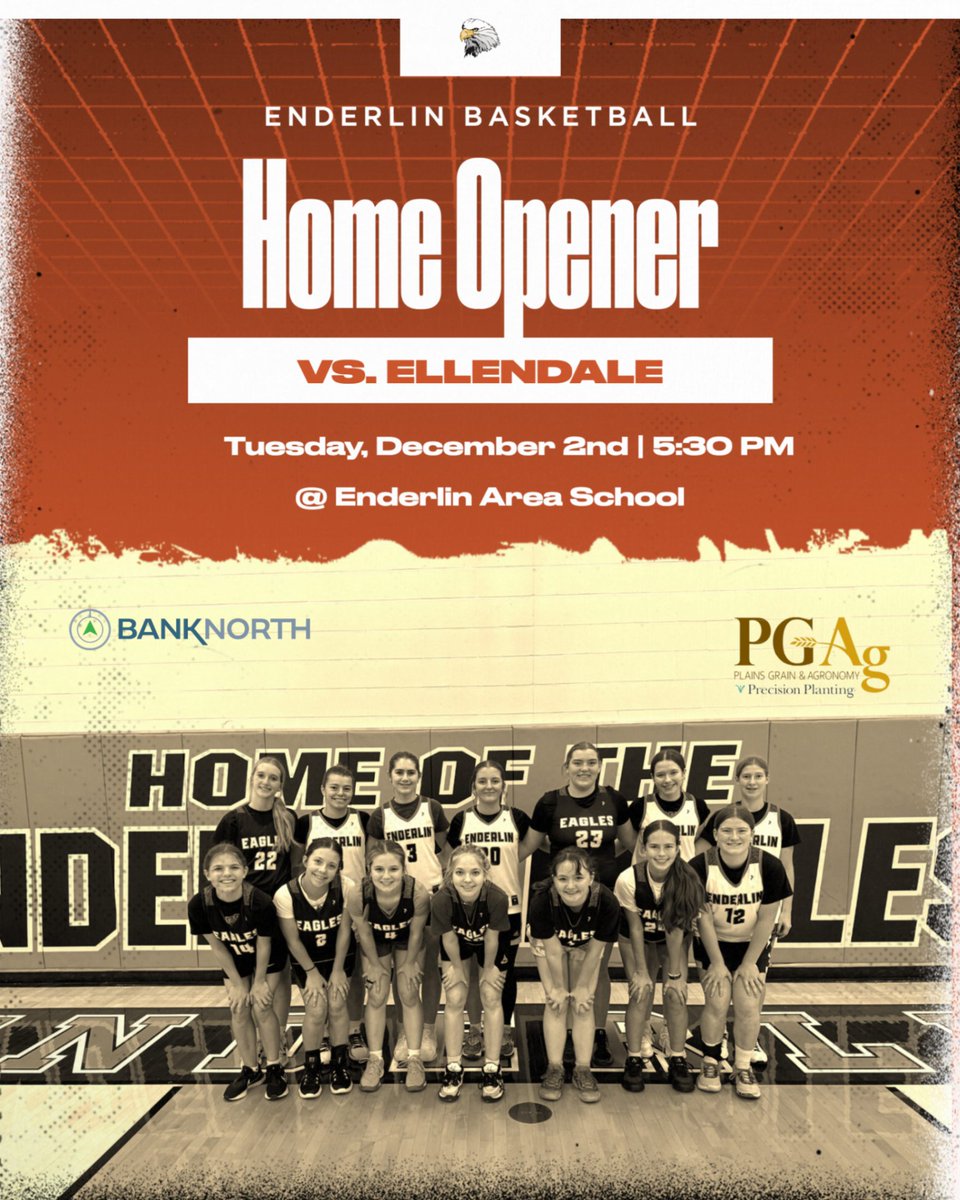 Our girls basketball team is at home with a 5:30 JV start vs. Ellendale! We continue to thank your premier sponsors BankNorth and PGA!

Program: view.gogipper.com/page/2120858

Tickets: gofan.co/event/5523472?…

Stream: Hudl Fan (search Enderlin)