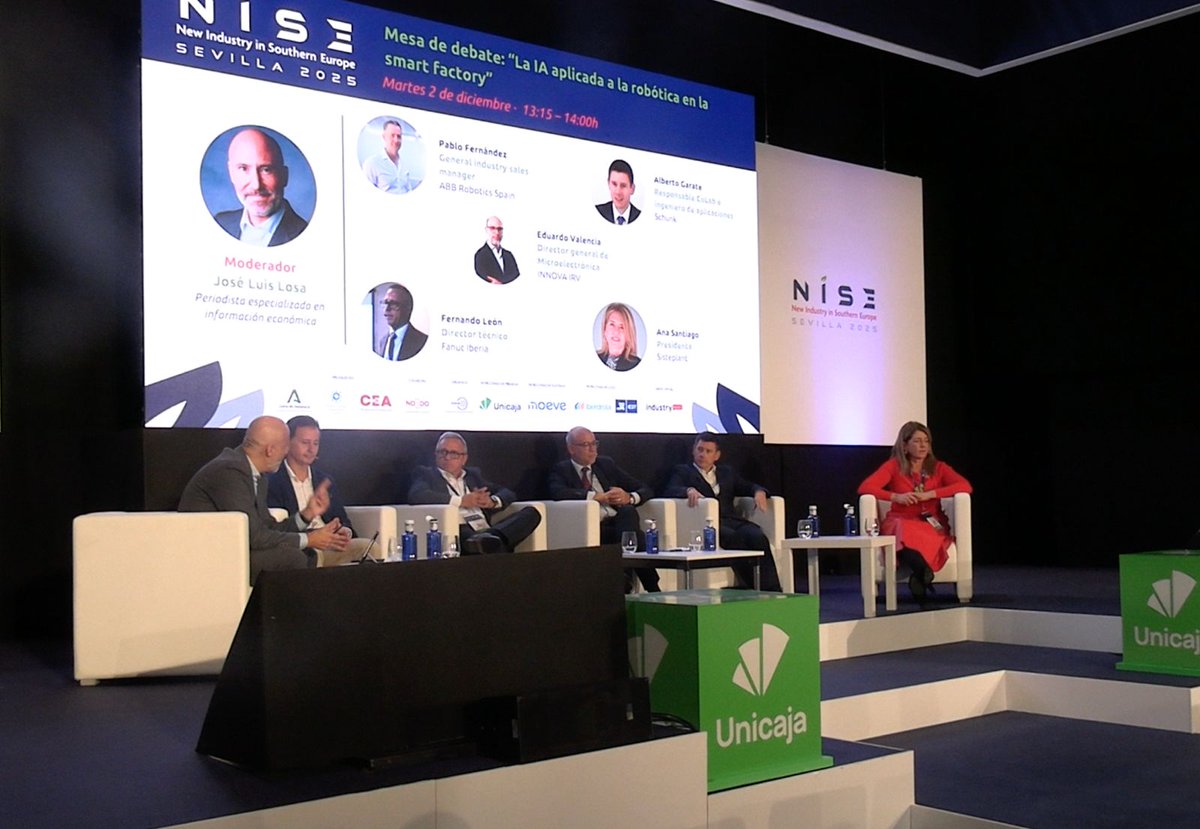 IndustryTalksES's tweet image. 🔵#NISESevilla2025 | Mesa de debate: “La #IA aplicada a la #robótica en la Smart factory”. Eduardo Valencia, director general de microelectrónica de Innova IRV: “La IA es una clave muy importante para la soberanía de la #industria europea.” @nisesevilla