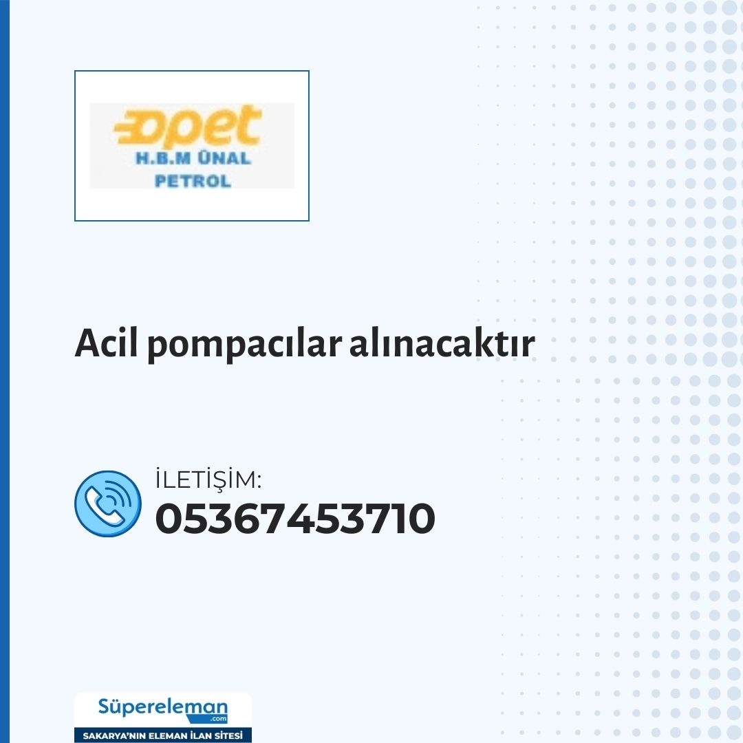 Acil pompacılar alınacaktır

📌 İlan detayları
supereleman.com/job/job_nj05g0…