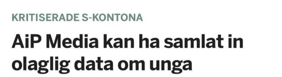 ”Socialdemokraterna” kan ha samlat in olaglig data om unga. AiP Media är en del av S och inte ett eget bolag.
