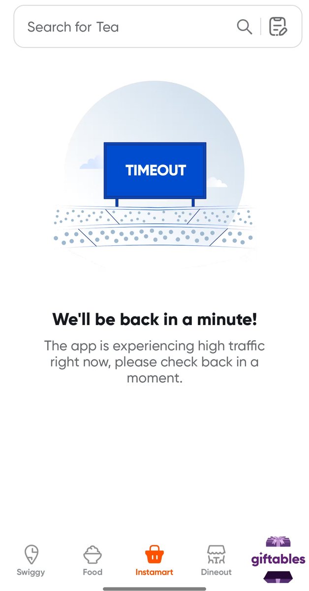 anilaakula's tweet photo. @SwiggyInstamart @Swiggy ,
Swiggy Insta mart is down from last 10 min https://t.co/UAR6NEACzD