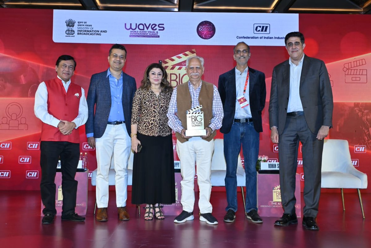 CII4MnE's tweet photo. The session 'Special Homage: The Eternal He-Man — A Tribute to Dharam Ji' at CII Big Picture Summit 2025, honoured Dharmendra, the eternal He-Man of Indian cinema, celebrating a legacy that blends strength, warmth, romance, and unmistakable star power. It reflected on how his iconic presence shaped storytelling, influenced generations of performers, and helped define India’s cinematic imagination, spotlighting the man, the myth, and the enduring magic he leaves behind.

The session was moderated by Dr @BhuvanLall, Author, Filmmaker and Creative Entrepreneur, in conversation with Ramesh Sippy, Filmmaker & Producer and Mr Rohan Sippy Filmmaker & Producer. 

#CIIBigPictureSummit2025 #AIEra @rgsippy @RSACE_Live
