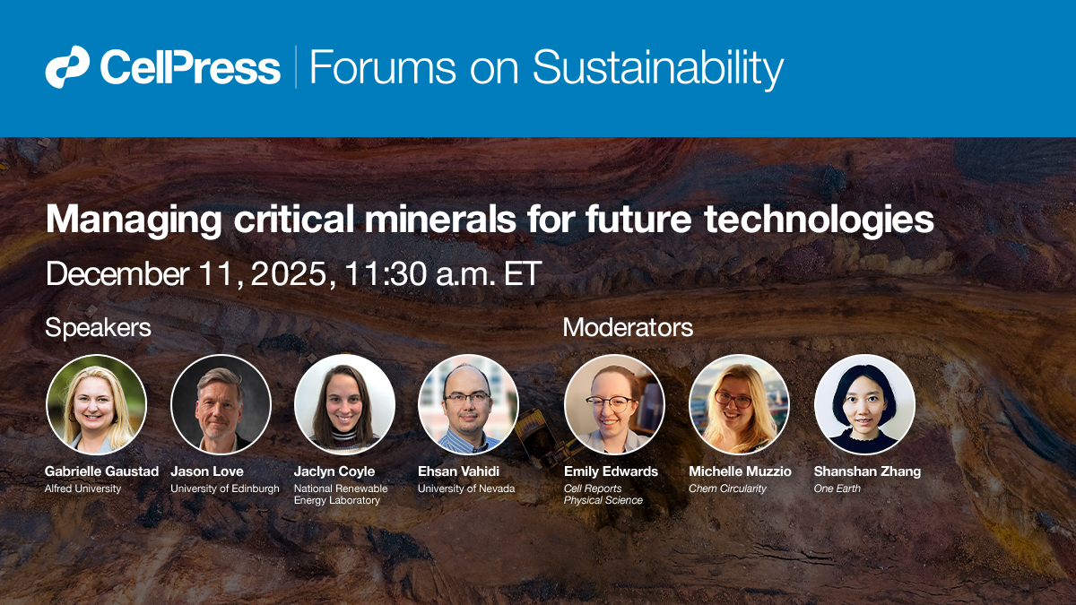 CellRepPhysSci's tweet image. Critical minerals are shaping tomorrow’s technology
Join us Dec 11 for a Sustainability Forum exploring supply chains, reuse, replacements &amp;amp; circular design.
Be part of the conversation driving resilient, sustainable systems.
@AlfredU, @NREL, @unevadareno
hubs.li/Q03WpkKd0