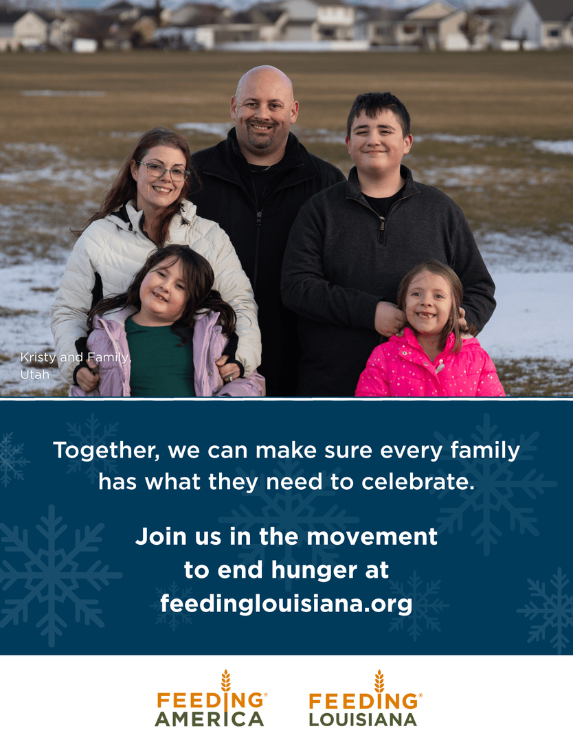 Feeding_LA's tweet photo. Across Louisiana, thousands of families are making tough choices this holiday season, between heating their homes or filling their pantries.

This #GivingTuesday, give the gift of a full plate to a neighbor in need: https://t.co/ihVM4XvRsr https://t.co/MOVWpAIKzG