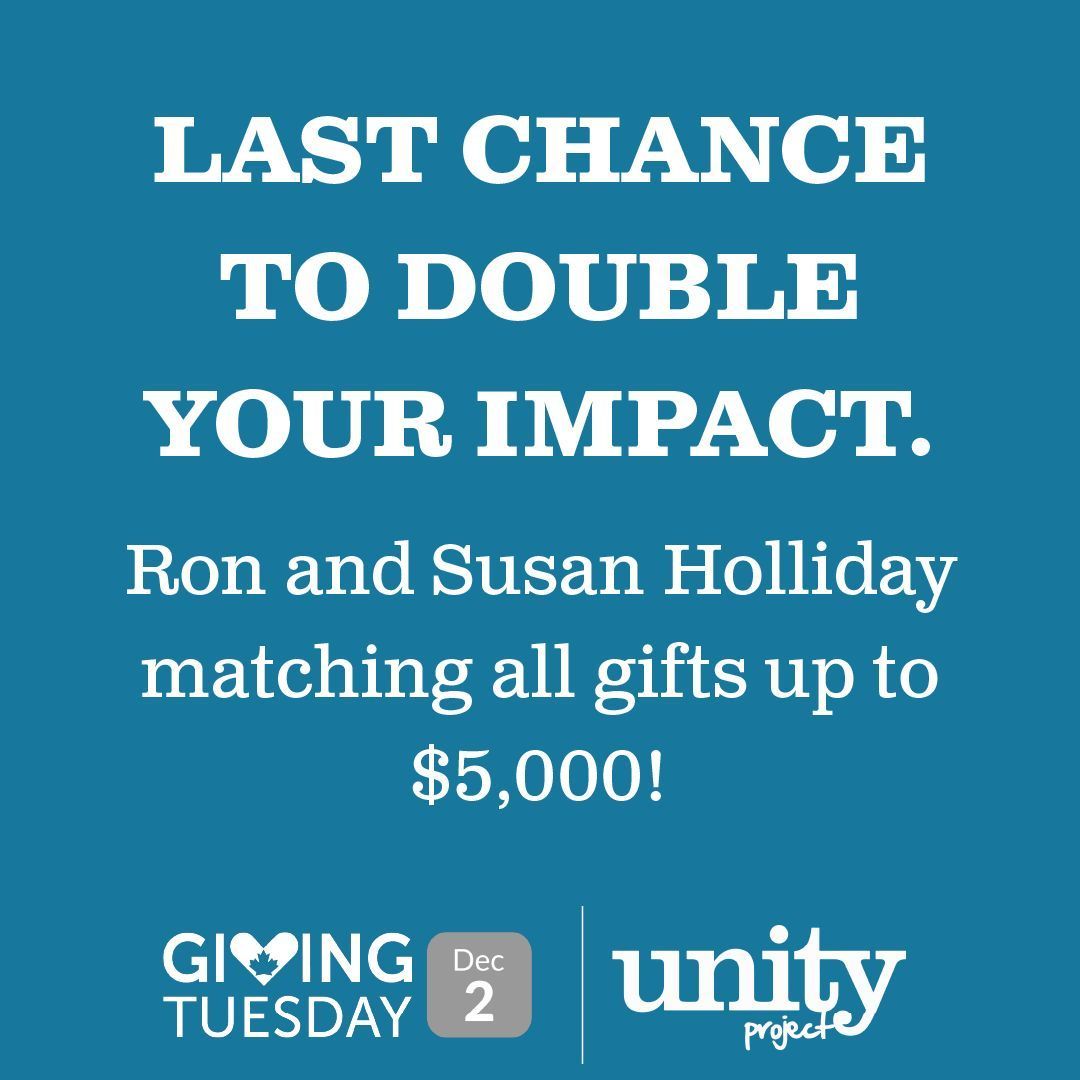 UnityProjectLdn's tweet image. Today is #GivingTuesdayCA! Ron &amp;amp; Susan Holliday are still matching gifts, up to $5K. Visit 717 Dundas from 12pm to 7pm for free coffee, hot cocoa, cookies and donation drive. More info: unityproject.ca/giving-tuesday