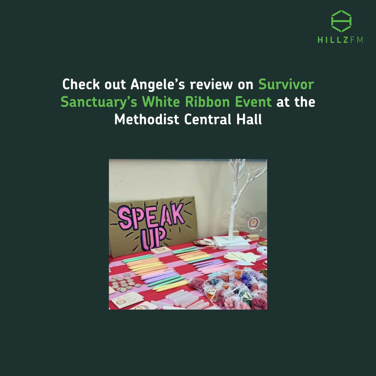 Angele’s latest article highlights the impact of the White Ribbon campaign, a global call to end violence against women and girls. Huge shoutout to Laura &amp; the Survivor Sanctuary team for an incredible November event. Read here: hillzfm.co.uk/latest-news/wh…
 #WhiteRibbon #WeSpeakUp