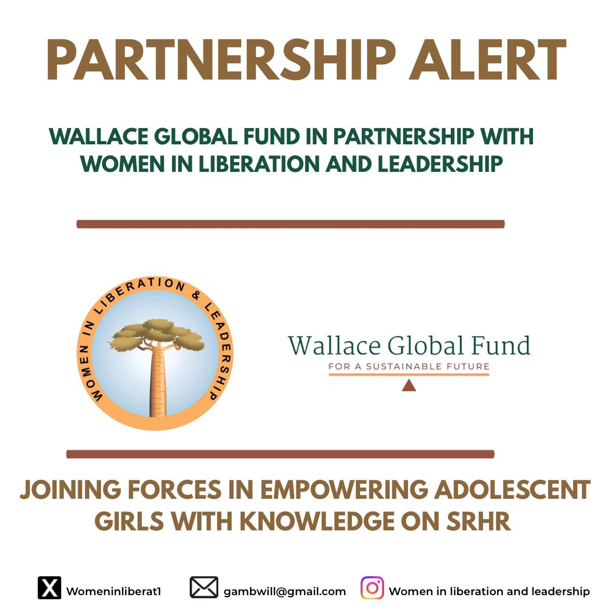 We are excited to announce a new partnership with <a href="/WallaceFdn/">Wallace Foundation</a>! 

This project will empower adolescent girls with SRHR knowledge, from menstrual health to ending child marriage &amp; FGM.

Because when girls know their rights, they break barriers &amp; drive gender equality.