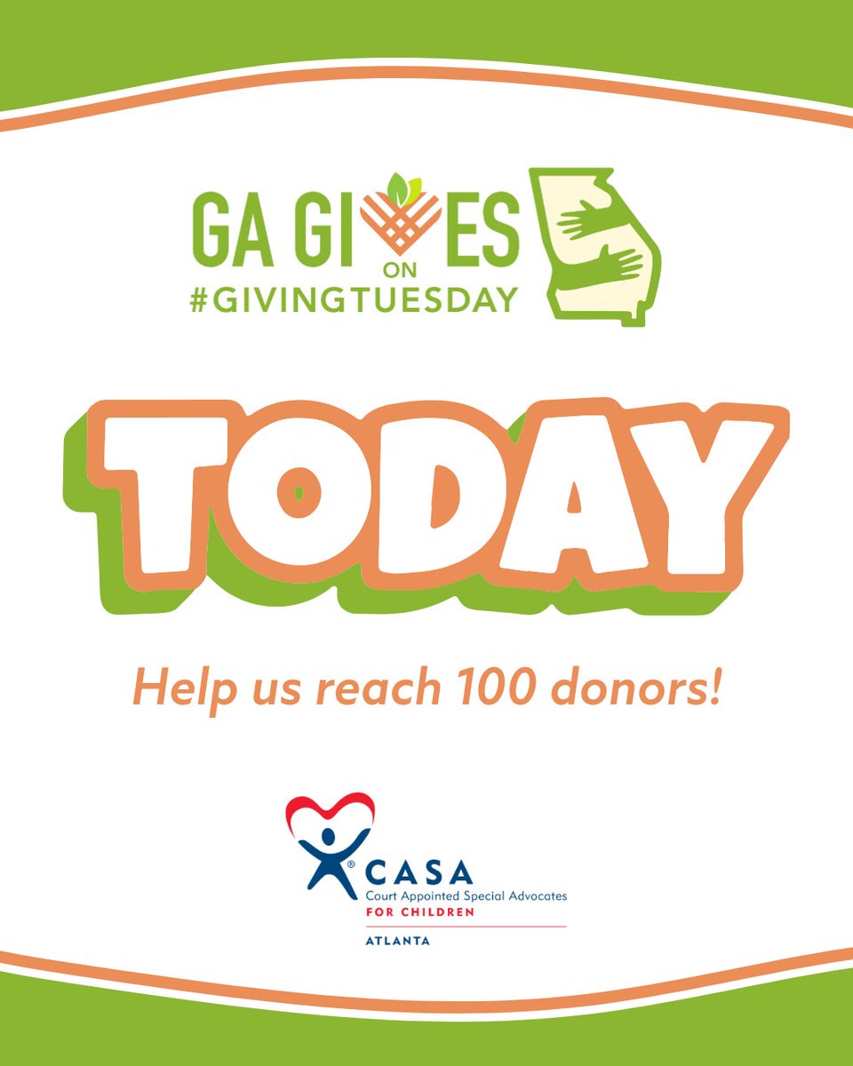 Today's the day! Giving Tuesday is here - and so is your chance to help us reach  100 donors in one day! Remember, no amount is too small.  gagives.org/story/30andthr…
