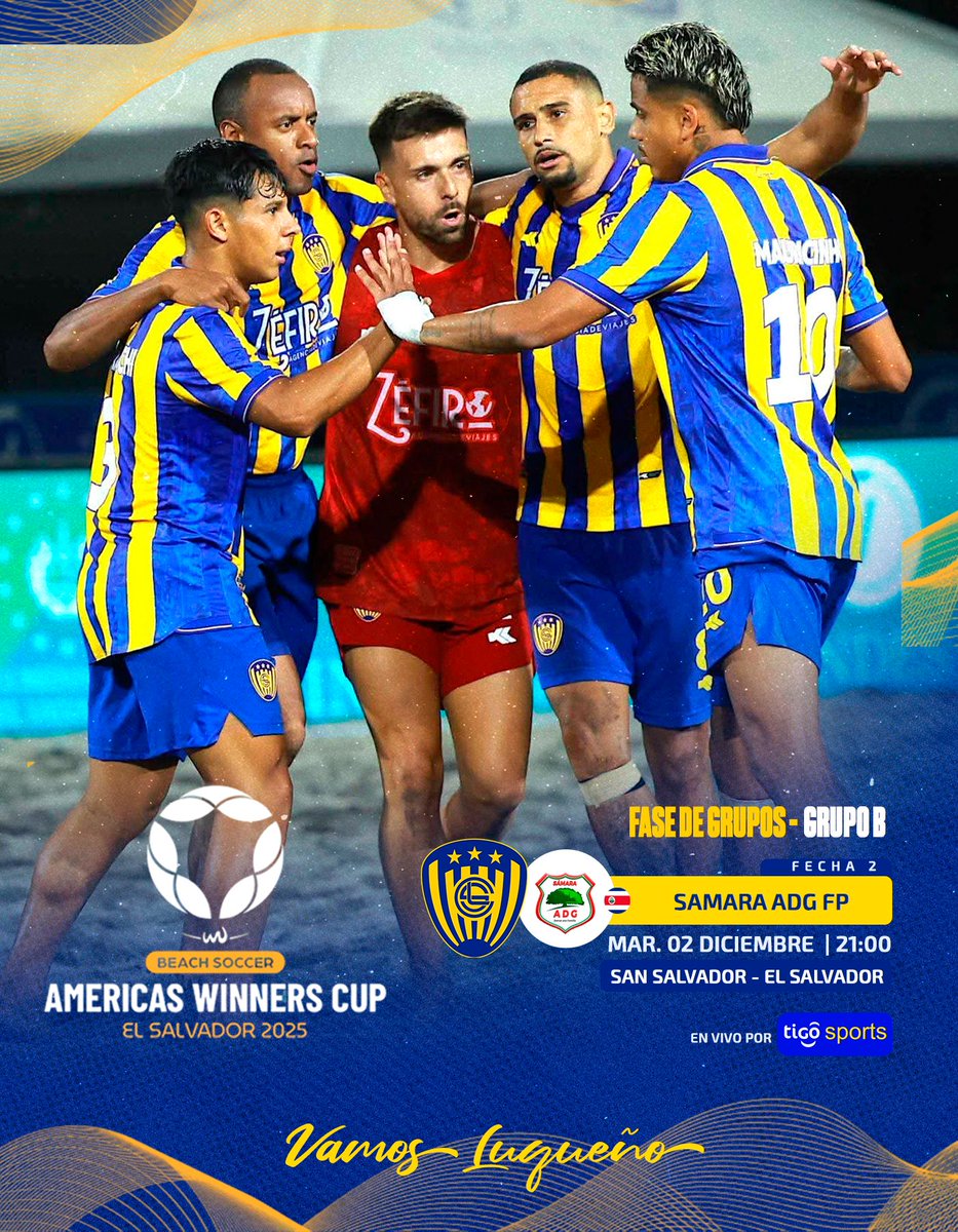 𝗦𝗲𝗴𝘂𝗻𝗱𝗮 𝗽𝗮𝗿𝗮𝗱𝗮 𝗔𝘂𝗿𝗶𝗮𝘇𝘂𝗹 𝗲𝗻 𝗲𝗹 𝗔𝗺𝗲𝗿𝗶𝗰𝗮𝘀 𝗪𝗶𝗻𝗻𝗲𝗿𝘀 𝗖𝘂𝗽 ⚽

A las 21:00 volvemos a la arena 💥🏖️

¡Todos prendidos a <a href="/TigoSportsPY/">Tigo Sports</a>! 📺

#VamosLUQUEÑO 🟡🔵