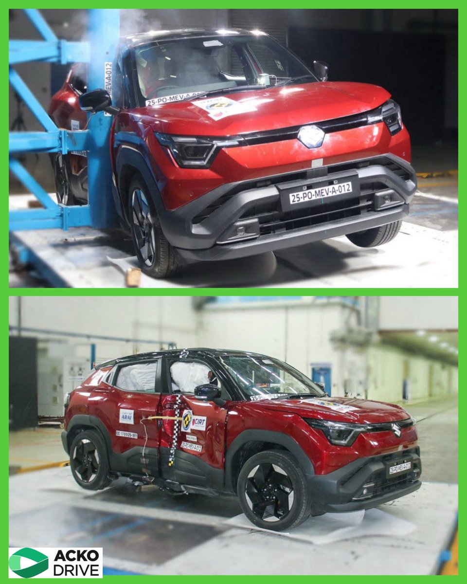 sidpatankar's tweet photo. Big news on the Maruti Suzuki #eVitara securing 5 Stars ⭐️ ⭐️⭐️⭐️⭐️ for both adult and child occupant protection from @bncapofficial.
SVP
#crashtest #5starrating #marutisuzukievitara #bncap @Maruti_Corp @AckoDrive @MSArenaOfficial @NexaExperience https://t.co/kua8fVN3H1