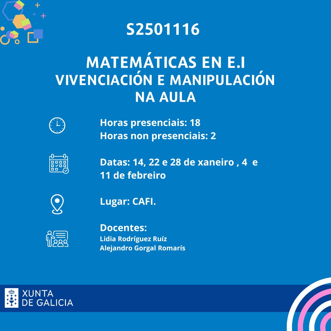 Aínda estades a tempo de inscribirvos no curso de matemáticas para Educación Infantil 🥰! Anímadevos a vir a coñecer propostas didácticas de vivenciación na aula!