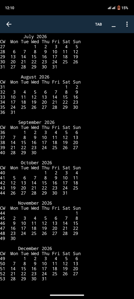 I coded the 2026 calendar in Python on my phone
Gotta keep going 💪
I’m getting closer every day!

github.com/calchiwo/2026-…