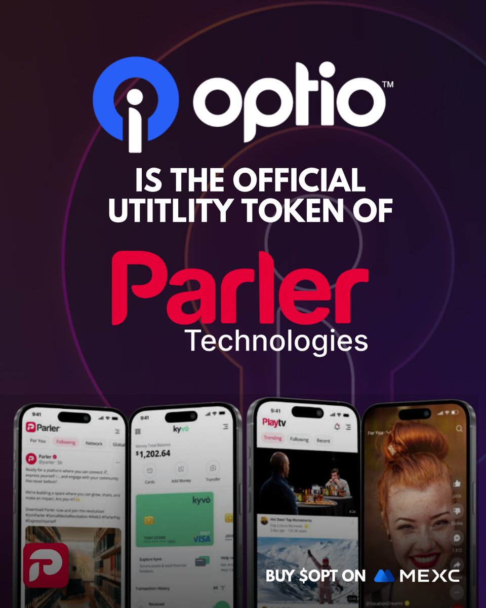 OPT is the official utility token of Parler Technologies. This token powers every major product in the Parler Ecosystem. Social. Video. Payments. Commerce. Cloud. OPT connects it all. The future of Parler’s growth runs through OPT.