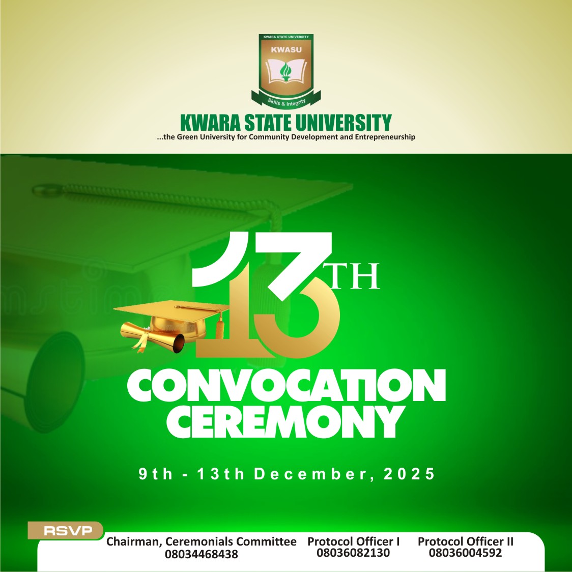 thekwasusu's tweet photo. The #13thConvocation Ceremony of Kwara State University, Malete!
#KWASU13thConvocation
#KWASUConvocation25 https://t.co/r1oh1Y0s6X
