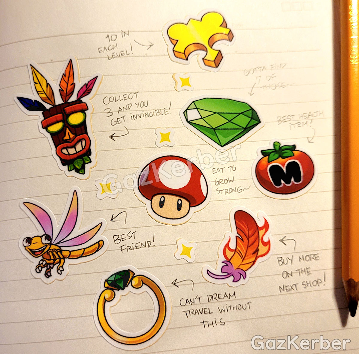 "It's dangerous to go alone... take these!" sticker sheet that I just made ❤ Can you recognize all the game series? 👀

#fanart #game #mario #sonic #tloz #spyro #sticker