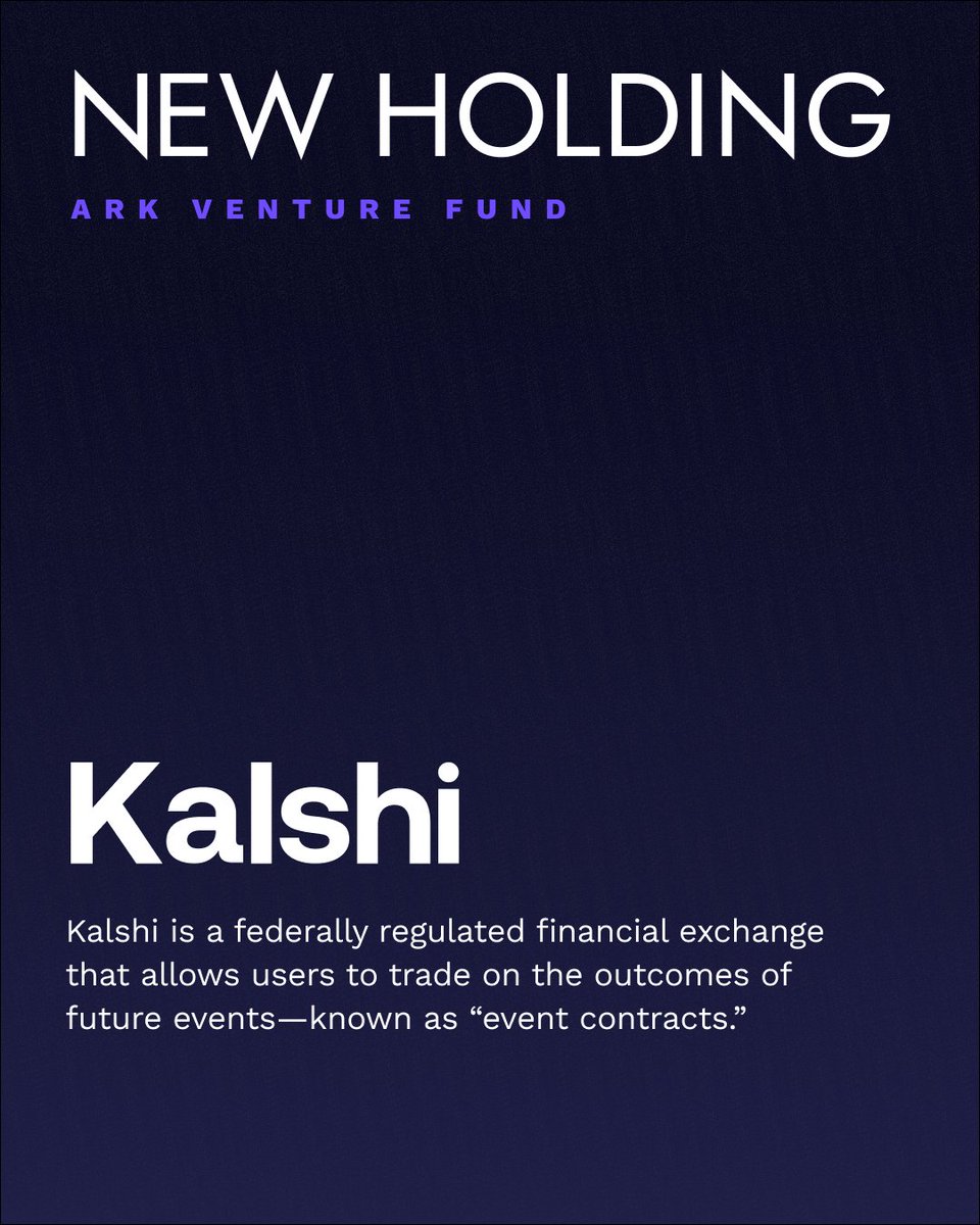 After investing in their Series E round, the ARK Venture Fund is proud to  offer investors access to @Kalshi! Download SoFi and gain access today.  Current holdings and additional information, subject to