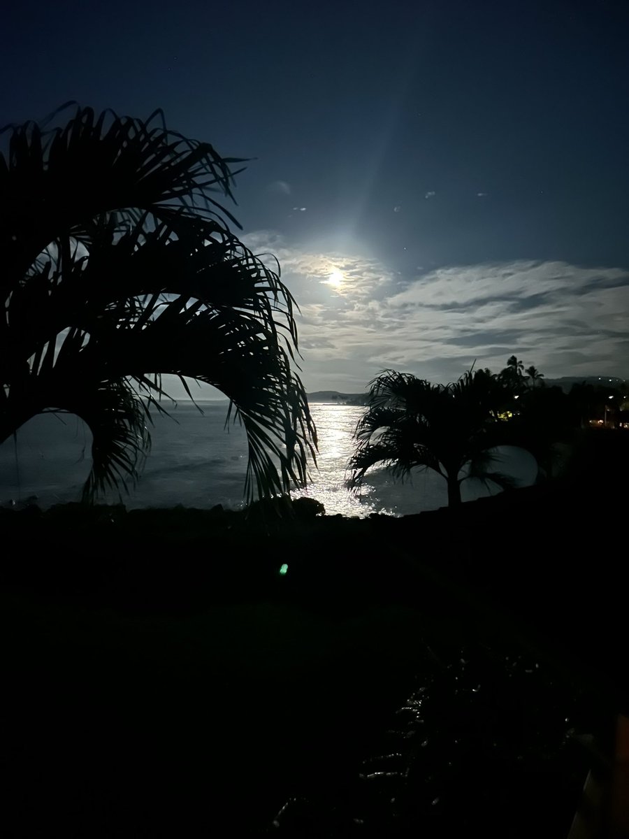 pokornstar's tweet image. 3:50am in hawaii, just woke up to the sound of waves &amp;amp; had to take a piss.  Saw the moon lined up perfectly, on my balcony. 

life is good 🍻