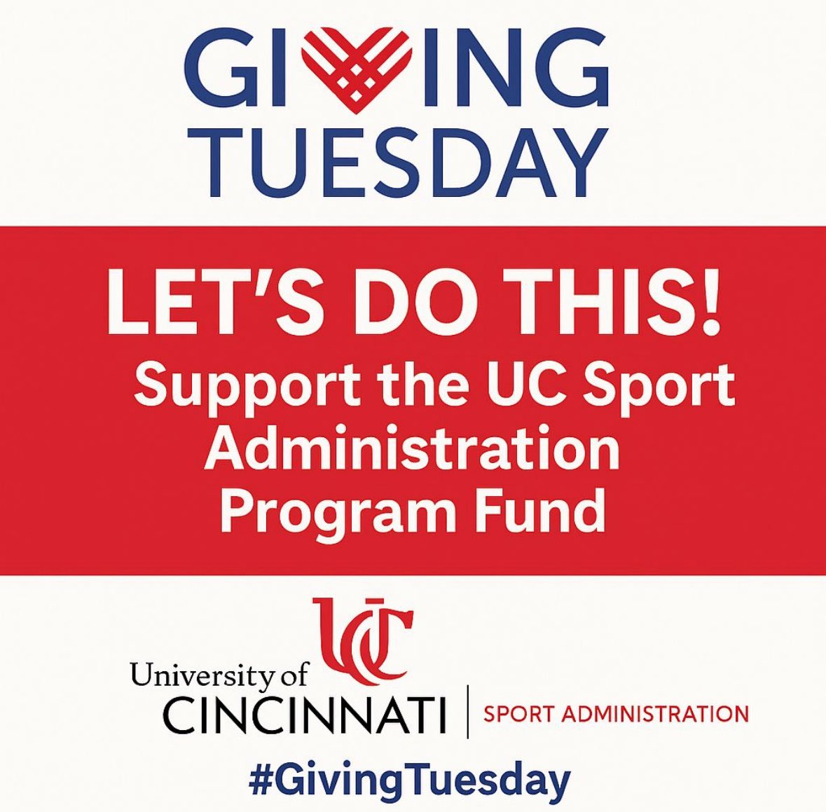 UC_SPAD's tweet image. Today is the day for #GivingTuesday. Support the University of Cincinnati @UC_SPAD Sport Administration Program Fund. Your contribution can make a difference. 
#LetsDoThis #IronSharpensIron 

See the link below:  
 lnkd.in/gXdXiTpZ