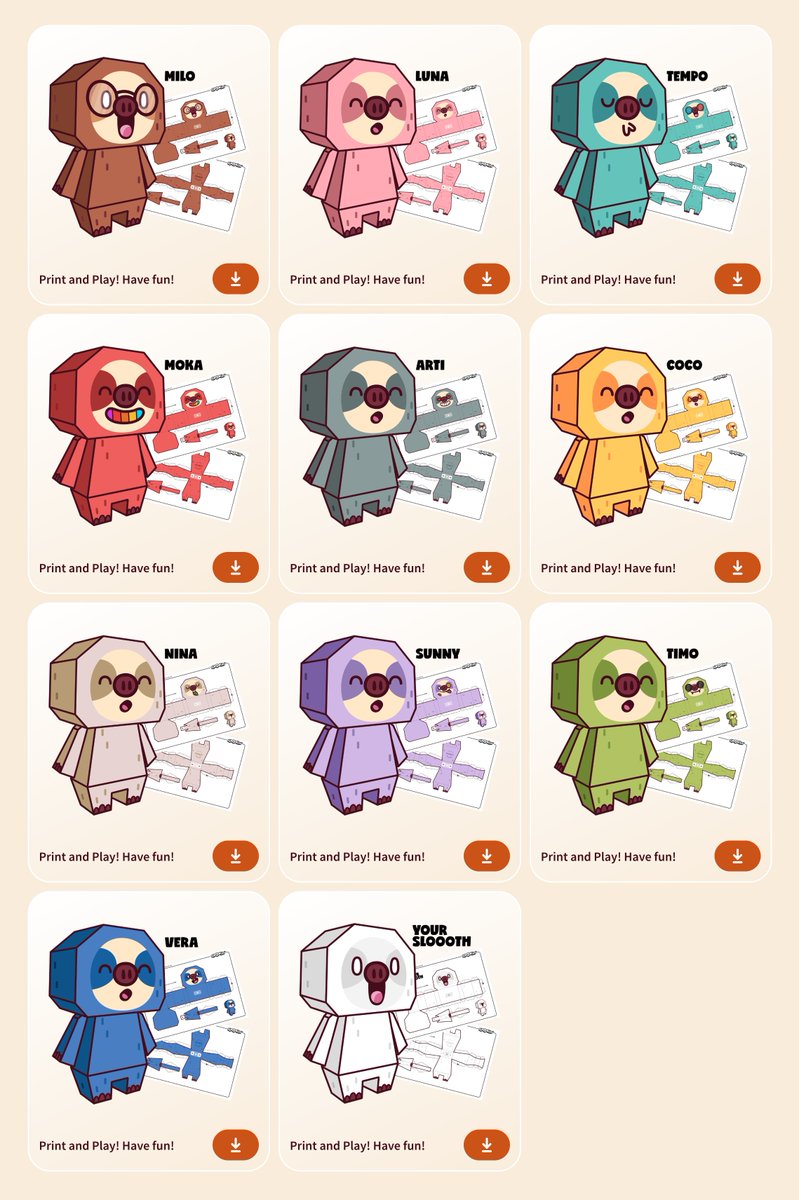 Sloooths.com website update! 💚🦥

☑️ Friendlier thumbnails
☑️ 7 new printables
☑️ A new customisable one so you can create the Sloooths of your dreams

Go, print and have some IRL fun!