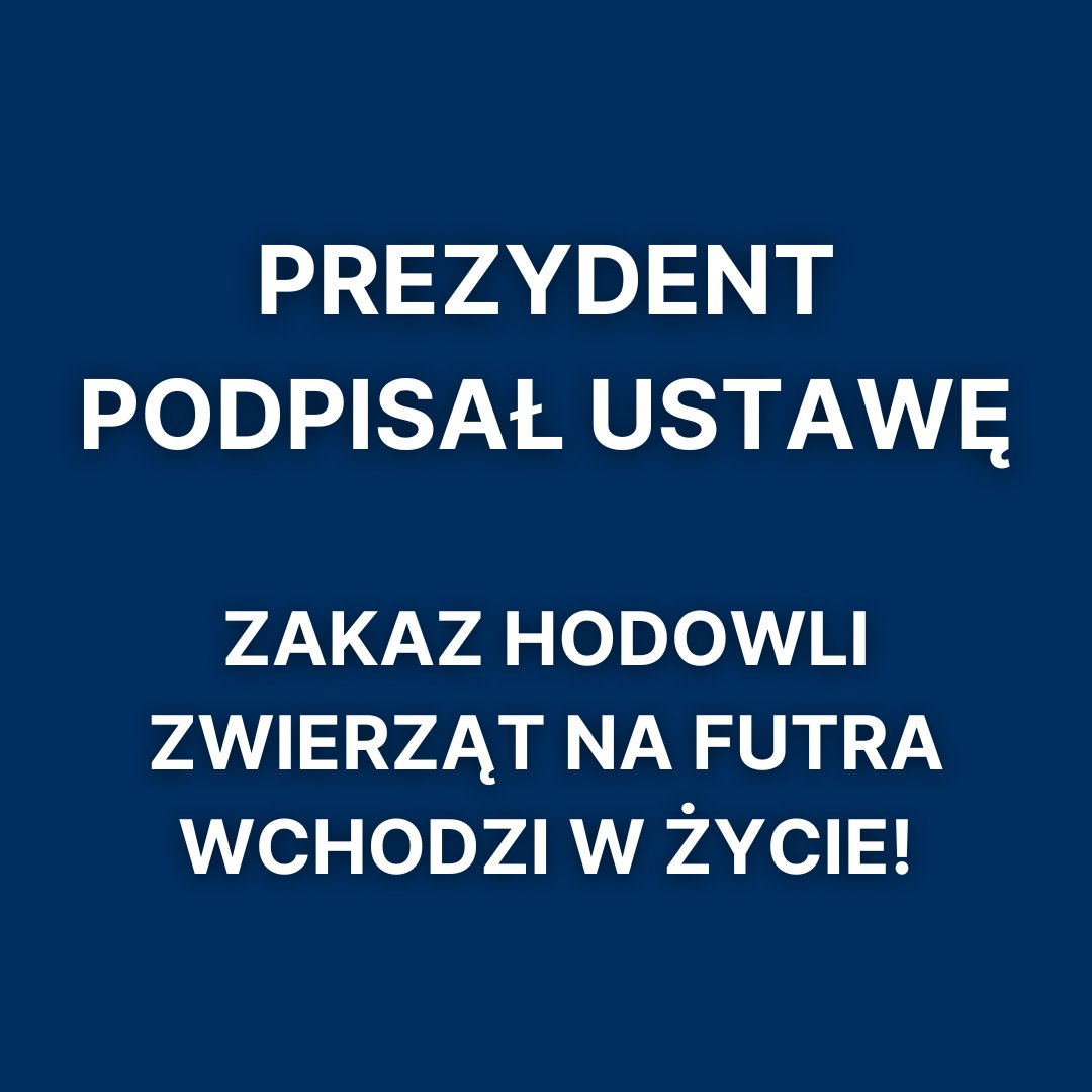 Polska w końcu będzie wolna od hodowli zwierząt na futra!👏Prezydent <a href="/NawrockiKn/">Karol Nawrocki</a> podpisał dziś ustawę, która kończy koszmar tysięcy rodzin na wsi!
DZIĘKUJEMY za stanięcie po stronie zwykłych ludzi, mieszkańców wsi i prawdziwych rolników!