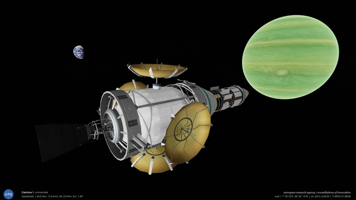mikusingularity's tweet image. [ARA] Y4, D313-314 - Carcinus 1 performs the first flyby of Jool