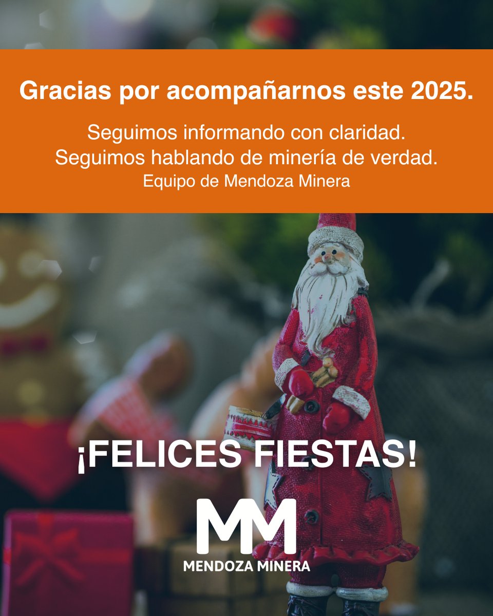 🎉 2025 fue un año clave para la minería en Mendoza.

💬 Gracias por seguirnos, leernos y compartir.

En 2026 vamos por más minería real, más conocimiento y más futuro.
¡Felices fiestas!

Equipo de Mendoza Minera

#MineríaDeVerdad #MendozaMinera #FelicesFiestas #MineríaSostenible