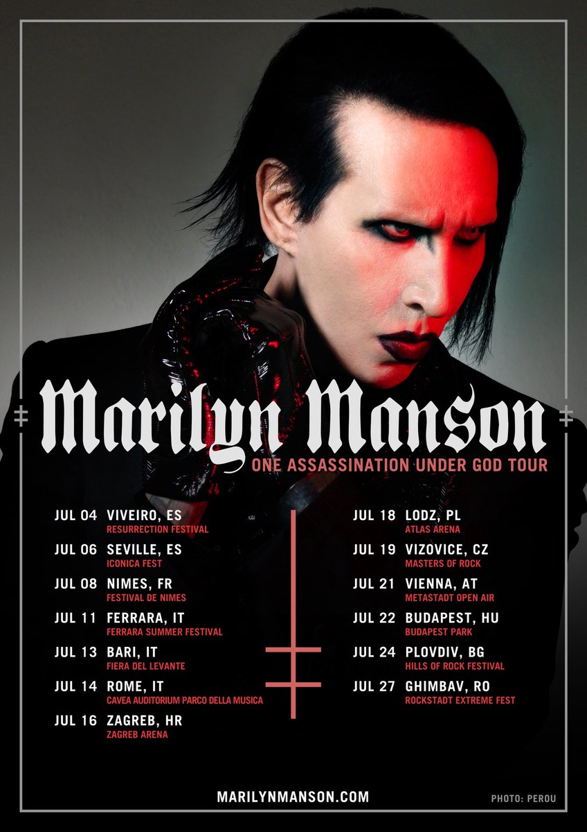 Marilyn Manson will return to Europe in July 2026.
All passes on sale Friday, December 5 at 11am CET.

📸: <a href="/mrperou/">perou 🇺🇦</a>