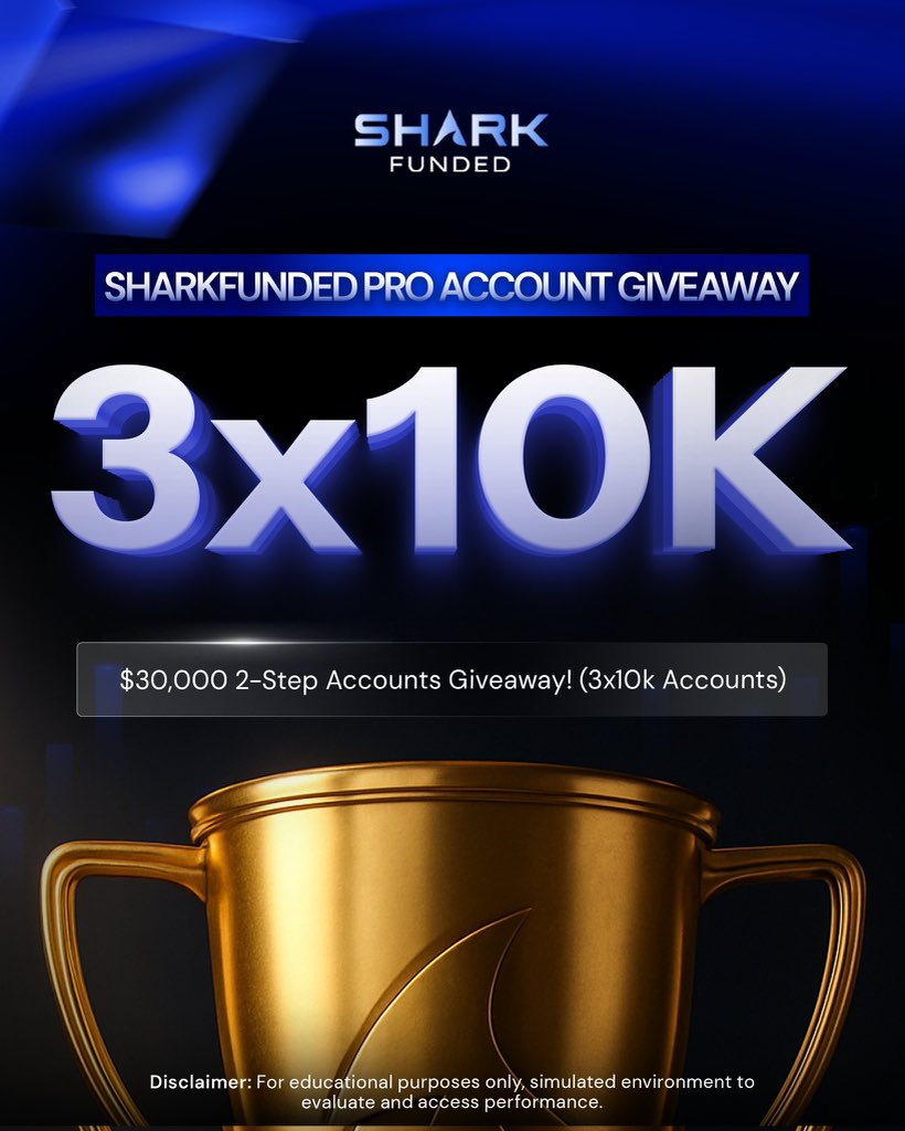 ForexTvOfficial's tweet image. 🎁 $30K Shark Funded Giveaway Accounts

✅ 3 x 10k Accounts Giveaway  

▫️You Must Complete All Tasks To Stand a Chance.

🔵 Follow
• @ForexTvOfficial 
• @SharkFundedfirm 
• @ibrahimshkh10
• @trustedprophub

⚠️ Must Join Discord:
discord.gg/dBDUTnw2PB

🔵 Also Follow
||…