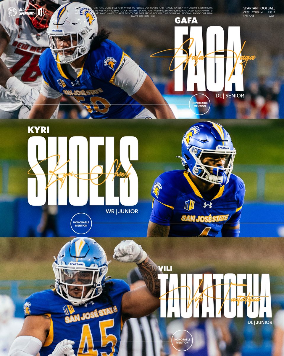 SanJoseStateFB's tweet image. 𝐀𝐥𝐥-𝐌𝐨𝐮𝐧𝐭𝐚𝐢𝐧 𝐖𝐞𝐬𝐭 𝐇𝐨𝐧𝐨𝐫𝐬 🏆

𝟏𝐬𝐭 𝐓𝐞𝐚𝐦
Danny Scudero
Jordan Pollard

𝐇𝐨𝐧𝐨𝐫𝐚𝐛𝐥𝐞 𝐌𝐞𝐧𝐭𝐢𝐨𝐧
Walker Eget
Leland Smith
Kyri Shoels
Vili Taufatofua

#ThisIsSparta | #AllSpartans