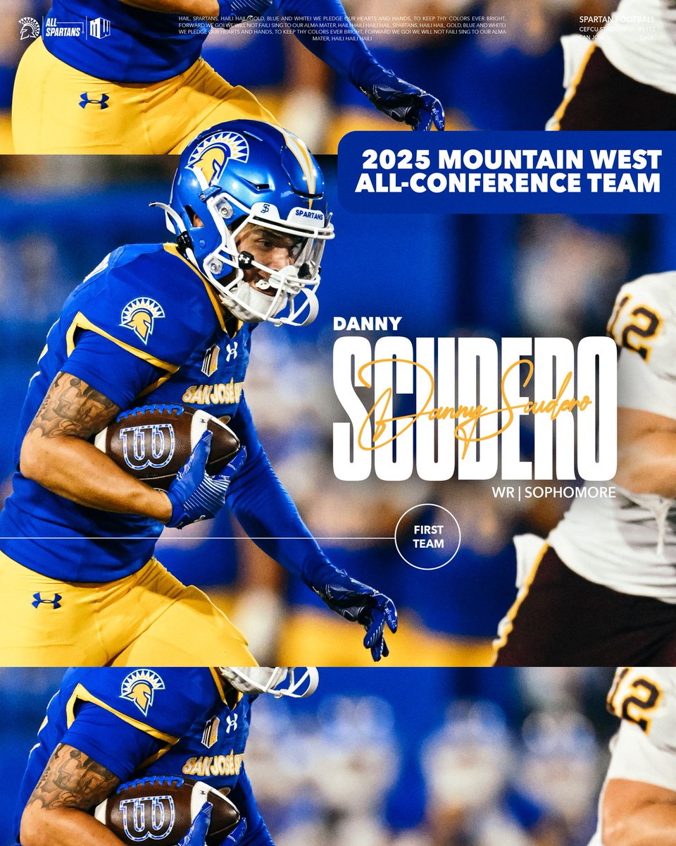 SanJoseStateFB's tweet image. 𝐀𝐥𝐥-𝐌𝐨𝐮𝐧𝐭𝐚𝐢𝐧 𝐖𝐞𝐬𝐭 𝐇𝐨𝐧𝐨𝐫𝐬 🏆

𝟏𝐬𝐭 𝐓𝐞𝐚𝐦
Danny Scudero
Jordan Pollard

𝐇𝐨𝐧𝐨𝐫𝐚𝐛𝐥𝐞 𝐌𝐞𝐧𝐭𝐢𝐨𝐧
Walker Eget
Leland Smith
Kyri Shoels
Vili Taufatofua

#ThisIsSparta | #AllSpartans