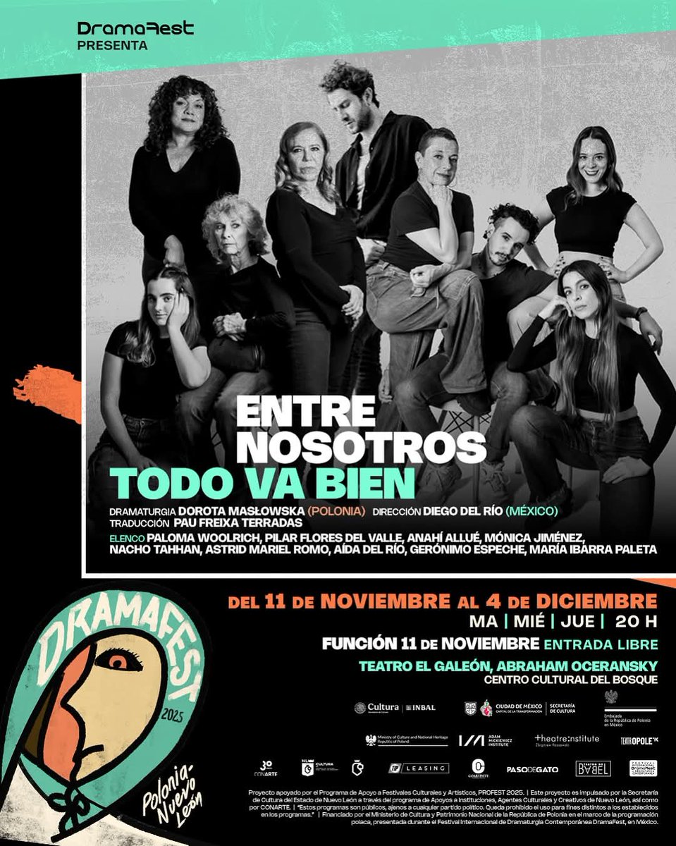 Hoy tenemos boletos 
Entre nosotros todo va bien 
Rt + Nombre por mensaje privado 

Hoy 8pm Teatro El Galeón 
Centro Cultural del Bosque 
#Dramafest #Polonia #NuevoLeon