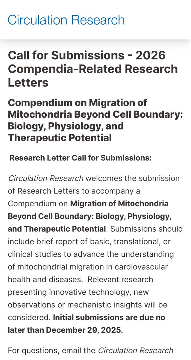 Rongtian2's tweet photo. Calling for all mitochondria enthusiasts!!! Please submit your work to Circ Res Compendium on mitochondria migration https://t.co/17egtbN25K
