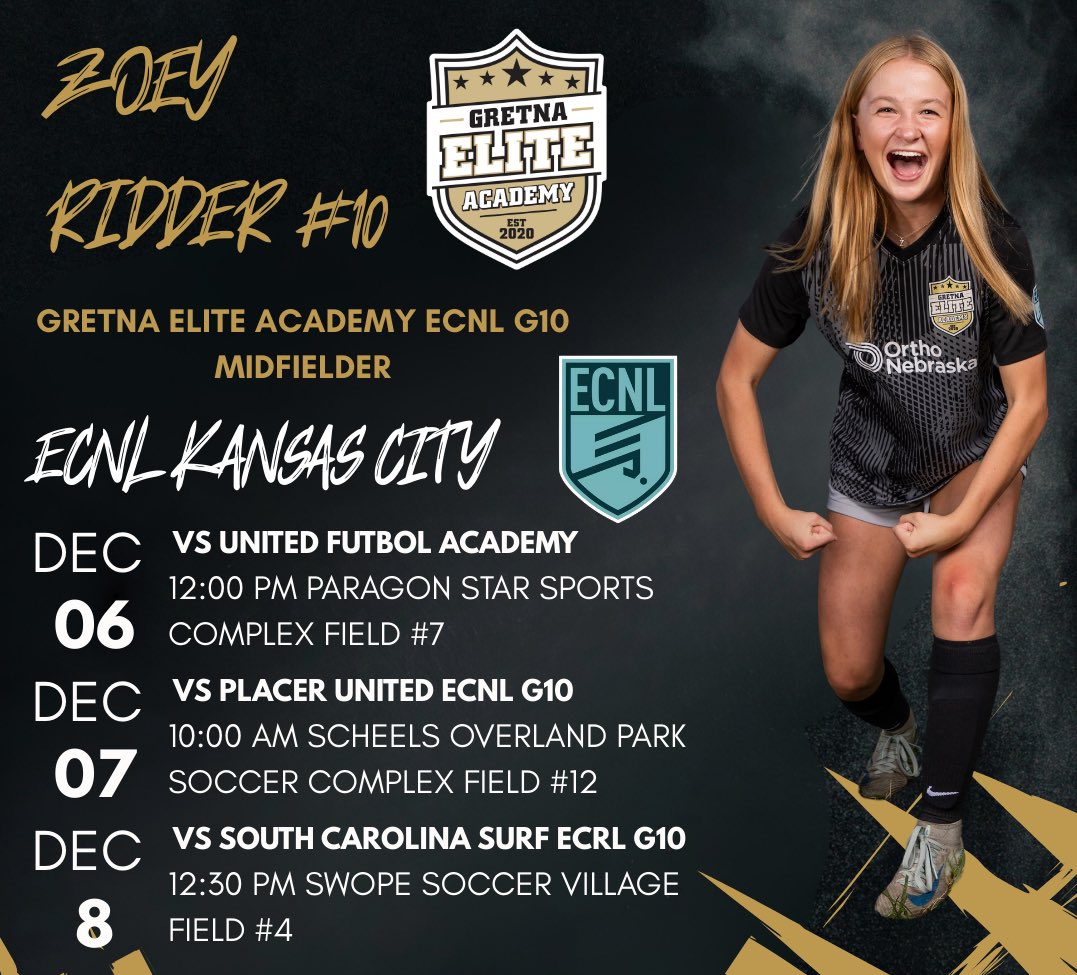 Ready to brave the cold and play some competitive games this weekend in Kansas City! 
<a href="/GEA2010ECNL/">2010 Girls - Gretna Elite Academy ECNL</a> <a href="/GEA_ECNL/">Gretna Elite Academy ECNL</a> <a href="/ECNLgirls/">ECNL Girls</a> <a href="/TopDrawerSoccer/">TopDrawerSoccer</a> <a href="/ImYouthSoccer/">ECNL/GA/Recruiting/College Soccer</a>