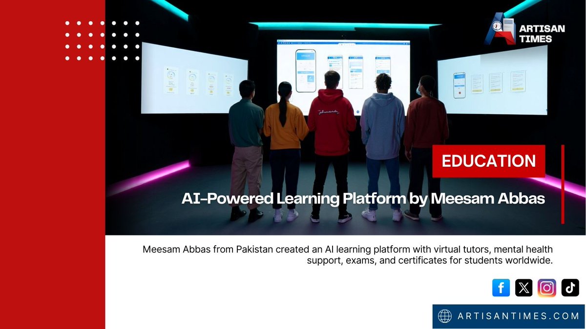 artisan_times's tweet photo. Meesam Abbas from Pakistan created an AI learning platform with virtual tutors, exams, and certifications for students worldwide.
#AIlearningPlatform #EdTech #OnlineLearning #EclipseMilton #ajagro #NYGiants #MaxMara
Read more: https://t.co/lRYCqD3S95 https://t.co/Bbv1en7uvc