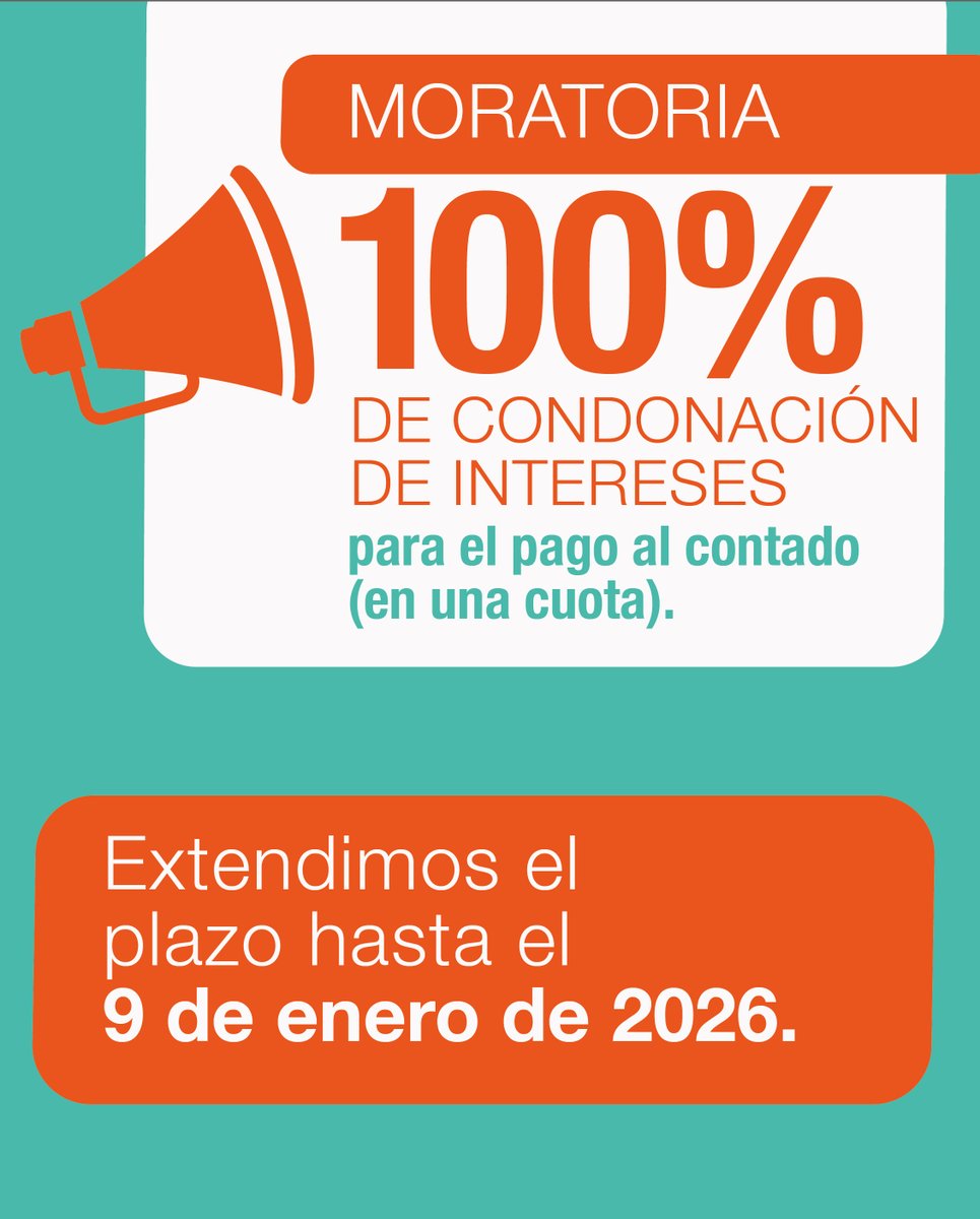 ❗Extendimos hasta el 9 de enero de 2026 el plazo para acceder al 100% de condonación de intereses en el pago al contado de la moratoria vigente.