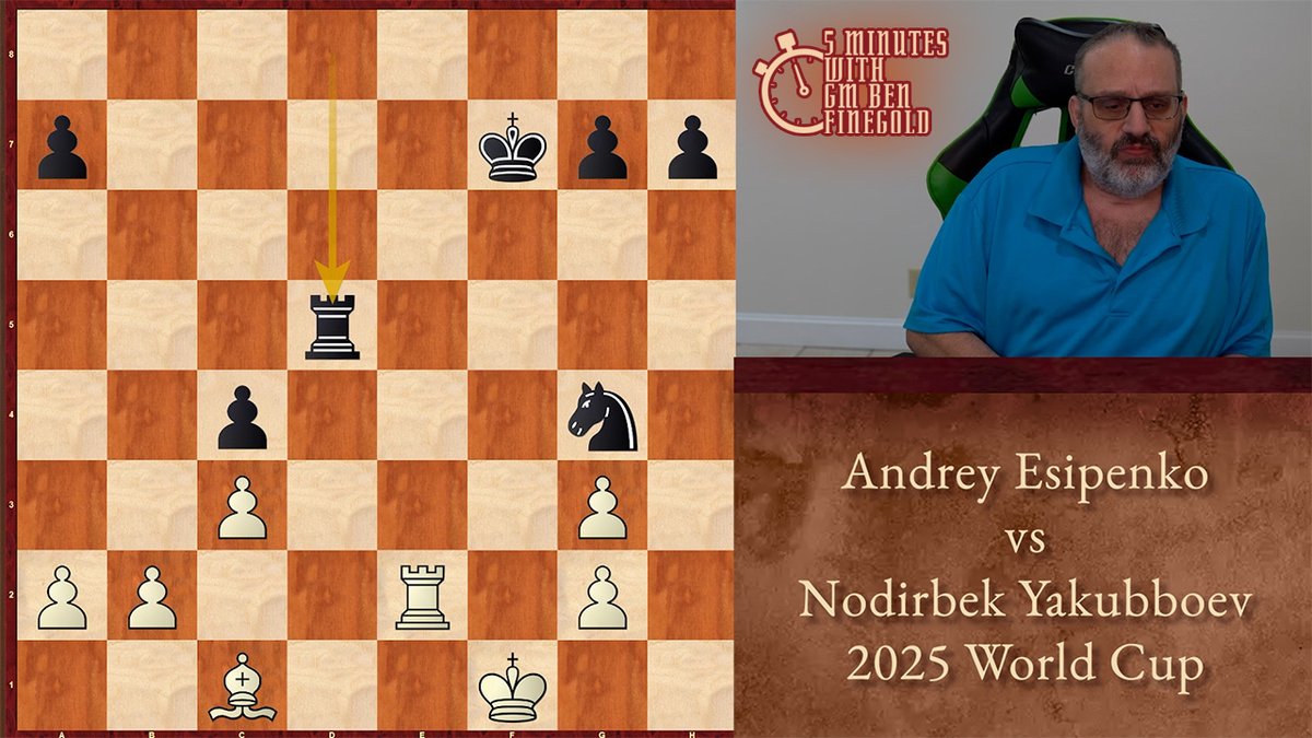 Andrey Esipenko vs Nodirbek Yakubboev, 2025 World Cup
Great Endgame Technique | 5 Minutes with Ben

youtu.be/2gq4KHUs0J4