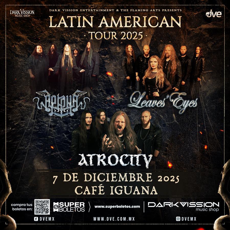 Se acerca una gran jornada de metal en Monterrey: Atrocity, Leaves' Eyes y Arkona en el Café Iguana el 7 de diciembre.

*** Boletos disponibles en Dark Vission (sin cargo por servcio).
