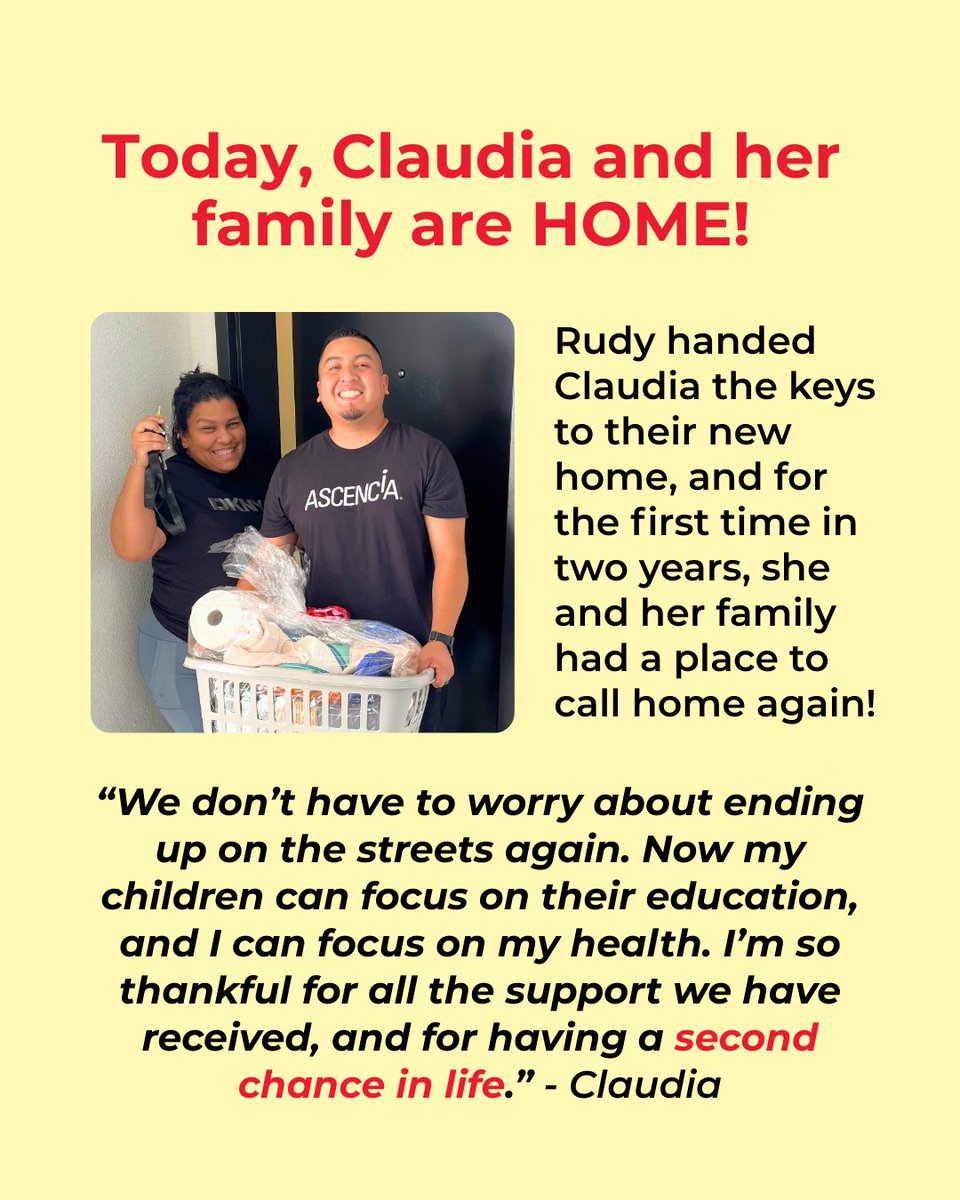 Today is #GivingTuesday, and your donations will allow us to provide services and housing to many more families like Claudia's! Donate now and your gift will be MATCHED!

Visit give.ascencia.org to give the gift of hope for the holidays. Thank you!

#givingtuesday2025