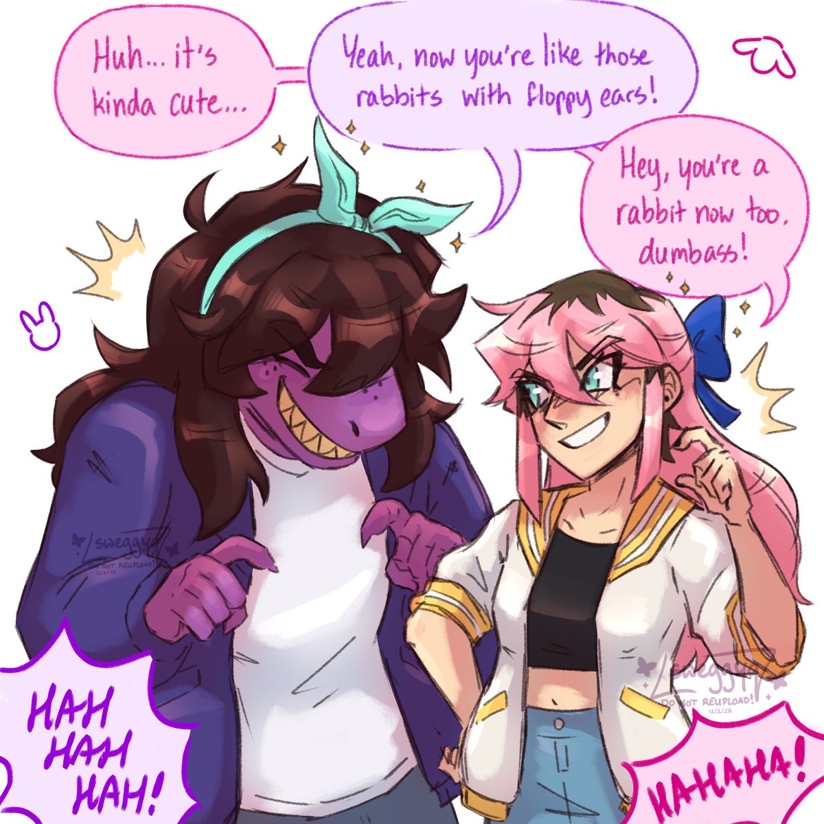 SweggyQ's tweet image. Just two mean girls 💥💜🩷

#deltarune #omori
