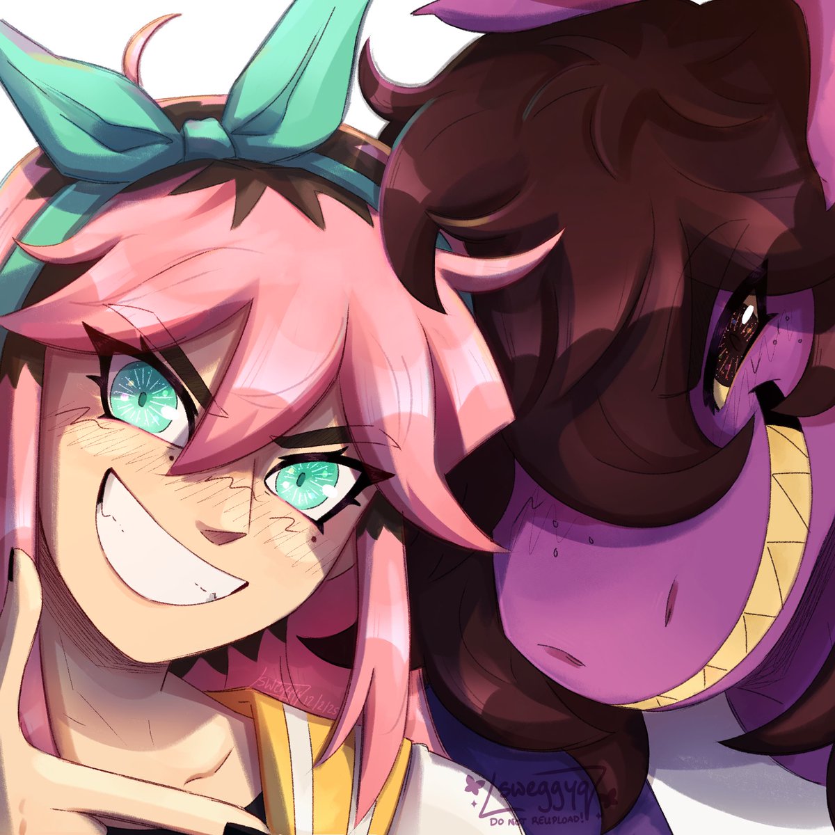 SweggyQ's tweet image. Just two mean girls 💥💜🩷

#deltarune #omori